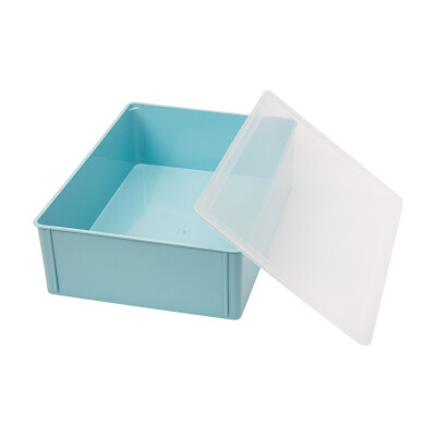 

【Jingdong Supermarket】 Ji Bai storage box plastic underwear socks small pieces storage storage box with transparent cover light blue