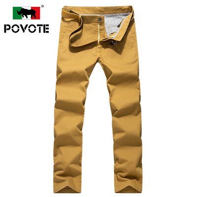 

Paulo rhino (POVOTE) casual pants men's business casual straight Slim casual trousers young solid cotton trousers PVHN1609 khaki 29