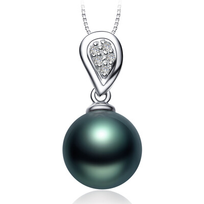 

Beijing Run pearl flower cluster G18K gold inlaid sea black pearl pendant with diamond round 85-9mm