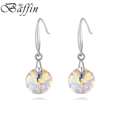

18K Gold Plated Round Crystal Droop Earrings For Women Fashion Party Accessories Best Gift Jewelry