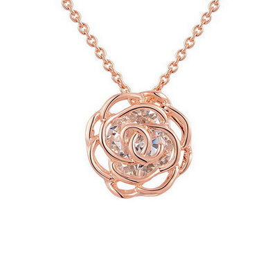 

Yoursfs@ Brand Rose Gold Color Rose Blossom Necklace Women Gift