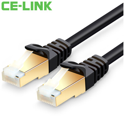 

CE-LINK 1523 CAT7 cable 1 m pure copper gold-plated seven double-shielded high-speed SSTP network jumper with copper shell network computer router network cable black