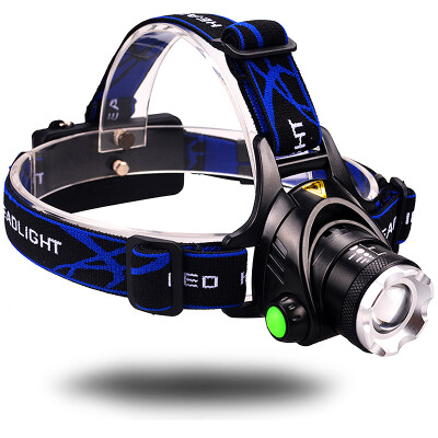 

Zoomable head flashlight hunting light Waterproof rechargeable 10W T6 LED Headlamp with 2*18650 lithium battery