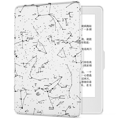 

Pottery fit Kindle 558 version of the protective cover shell painting series new Kindle e-book sleeping leather white - constellation map