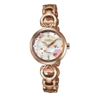 

Casio (CASIO) Часы г-жа ШИН Swarovski Elements моды часы кварцевые часы перламутр циферблат SHE-4039PG-7A