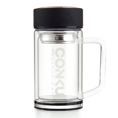 

Cool (CONKU) crystal diamond double-layer glass insulated anti-hot bubble tea cup business men and women office cup 260ML CK-8073