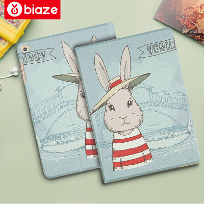 

BIAZE Apple iPad Mini4 Case mini4 on behalf of the holster protective shell intelligent sleep cartoon painted series straw hat rabbit