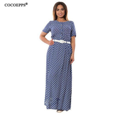 

COCOEPPS Summer Polka Dot Women Maxi Dress 2017 Plus Size Elegant Sashes Female Long Dresses Large Size Ladies Big Size Vestidos
