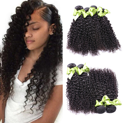 

4 Bundles Brazilian Virgin Hair Curly Weave Human Hair Bundles 7A Brazilian Virgin Hair Brazilian Kinky Curly Hair Weave Bundles