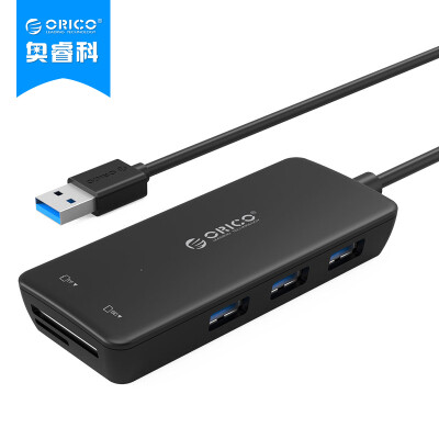 

ORICO H3TS-U3 High Speed ​​3 USB3.0 Splitter HUB Hub + Card Reader Expansion Band TF / SD Card Reader Support Apple Notebook Computer Black