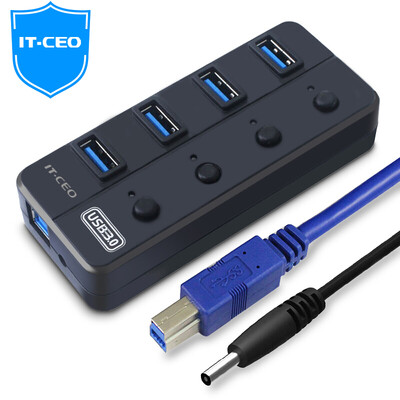 

IT-CEO 4-портовый USB3.0 сплиттер высокоскоростное расширение перетаскивания более четырех интерфейсов конвертер ноутбук настольный компьютер HUB концентратор черный W1HUB-4U3S