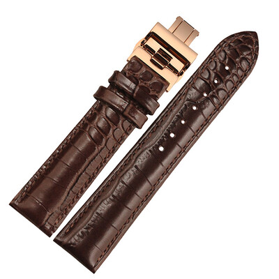 

NP01 20mm Watchband Women And Men With Rose Gold Butterfly Buckle Calfskin Watchstrap