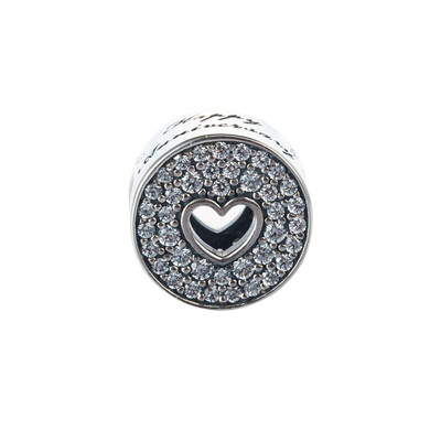 

PANDORA Pandora hollow heart shaped stone ring beaded beads 791977CZ