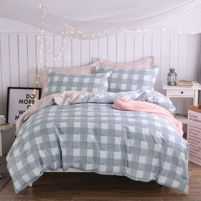 

Yingxin textile cotton bedding high count high-density four-piece cotton sheets quilt cover suite to increase double 15 18 meters Jin Shang blue