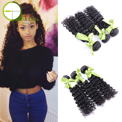 

7A Brazilian Deep Wave Virgin Hair 3 Bundles Deep Wave Brazilian Hair Unprocessed Brazilian Curly Virgin Hair Soft Human Hair