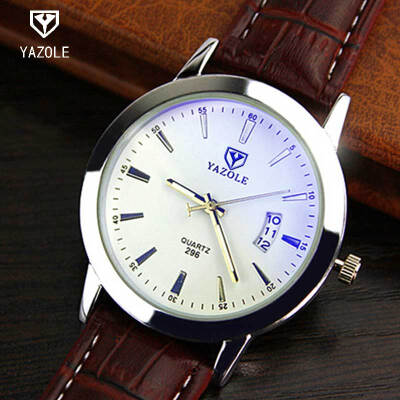 

YAZOLE Brand Fashion Blue Glass Auto Date Quartz Watch Men Luxury Watch Waterproof Full Steel Watches Luminous Hour reloj hombre