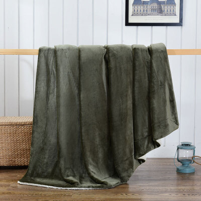 

Yingxin home textile lamb lambskin blanket thickening flannel blanket home office lunch coral fleece blanket towel was dark green 150 * 200cm