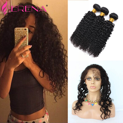 

360 Lace Frontal With Bundle Brazilian Deep Wave Virgin Hair With Closure Curly Hair Pre Plucked 360 Frontal With Bundles Deal
