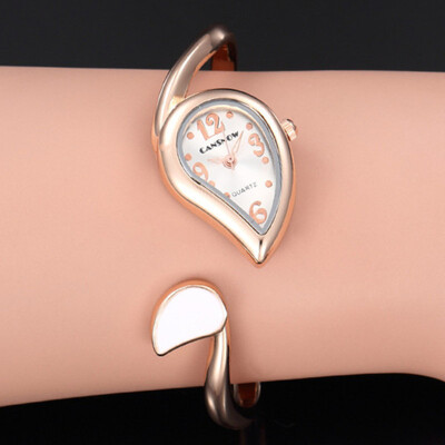 

2017 New Arrival Luxury Brand Ladies 18K Gold Crystal Unique Design Women Quartz Watch Cuff Bangle Bracelet Wristwatch