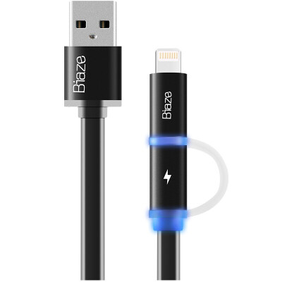 

BIZE Micro USB&Lightning 8 pin charging&data transfer cableblack, Biaze Micro USB Lightning 8-Pin Charging Cable Orange Gold