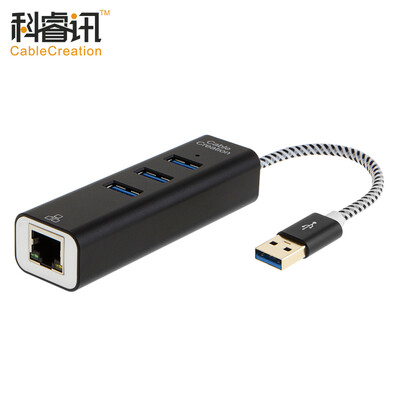 

CABLE CREATION USB3.0 Поверните RJ45 Ethernet USB Проводной гигабитный Ethernet 3-портовый концентратор / концентратор / концентратор Apple Mac Внешний сетевой конвертер CD0195