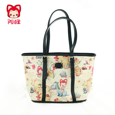 

Alibaba Приключения Приключения сумка мультфильм печати Lady Bag Черный