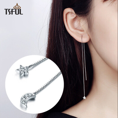 

Tsful AL209ER earrings women long earrings tassel earrings Japan and South Korea simple fashion temperament earrings earrings stars moon ear line