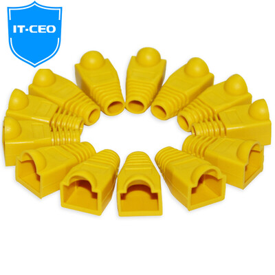 

IT-CEO V7W4 cable crystal head protective sleeve RJ45 network crystal head cover holster high-quality environmental protection 100PCS a box yellow