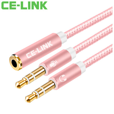 

CE-LINK 2434 headset headset combo audio line 02M 35mm computer notebook headset microphone one minute extension line rose gold