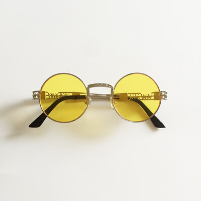 

Peekaboo vintage retro gothic mirror sunglasses gold and black sun steampunk glasses round circle men UV gafas de sol