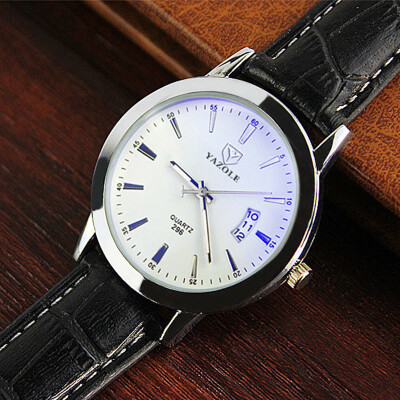 

YAZOLE High Quality Luxury Brand Watch Men Watches Male Clock Leather Strap Quartz Watch Wrist Calendar Date Quartz-watch