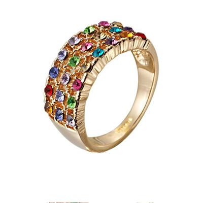 

Yoursfs@ Rings Gift Austrian Crystal Solitaire Pave 18K Gold Plated Use Multicolour Austria Crystal Charming Engagement Rings Fash