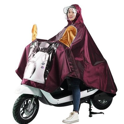 

Yuhang YUHANG outdoor riding adult electric battery motorcycle raincoat men&women single poncho big hat with mask  wine red