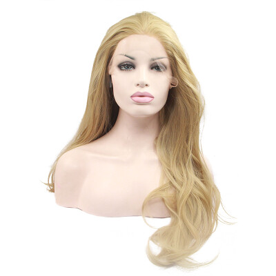 

Anogol Long Loose Wave Blonde Peruca Laco Sintetico Heat Resistant Fiber Natural Fully Hair Wigs Synthetic Lace Front Wig