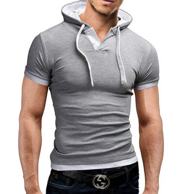 

Men' T Shirt 2017 Summer Fashion Hooded Sling Short-Sleeved Tees Male T-Shirt Slim Male Tops 4XL