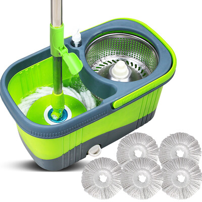 

Accor high mop double drive rotary barrel hand pressure good god to drag stainless steel basket tow mop cloth 5 mop head