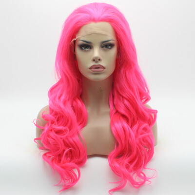 

Iwona Wavy Long Rose Red Wig Half Hand Tied Heat Resistant Synthetic Lace Front Wig