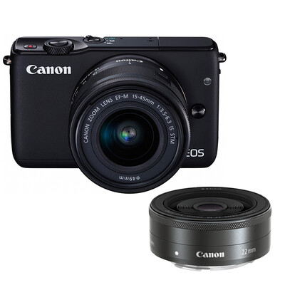 

Canon (Canon) EOS М10 миниатюрный одиночный головной комплект черный (увеличение EF-M 15-45mm) и (с фиксированным фокусным EF-M 22mm F / 2 СТМ)