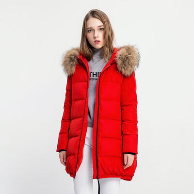 

Snow in the winter models down jacket female thick in the long raccoon fur collar warm jacket A1621YY172 big red | 1218 XXL
