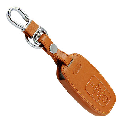 

Huashi Audi key package smart three-button brown Audi Q5A3A4LA6LQ3Q7S5S6 leather key set special car keychain