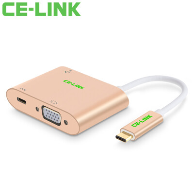 

CE-LINK Type-C to VGA Adapter+USB 3.0 Hub/Type-C to HDMI Adapter+USB 3.0 Hub (Rechargeable)