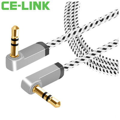 

CE-LINK 2556 Автомобильный кабель AUX Двойной локоть 1 м 3,5 мм стерео аудиокабель для подключения мобильного телефона плоский усилитель MP3 DVD-диск серый