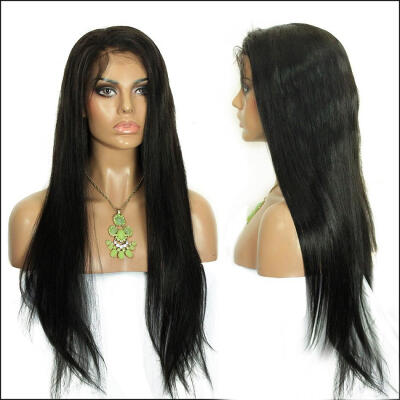 

8A Grade Brazilian hair natural color silk straight full lace wig for women hotsale