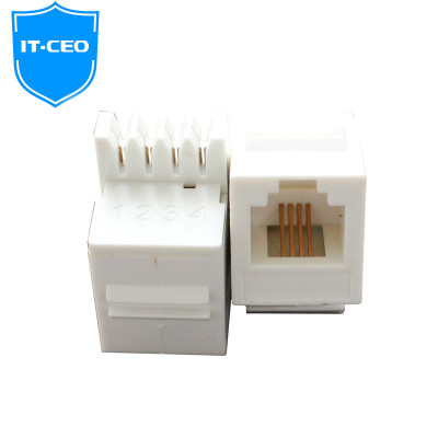 

IT-CEO V7D0 telephone line four-core crystal head 6P4C telephone line connector RJ11 pure copper crystal connector head machine cable connector 20 a pack of transparent