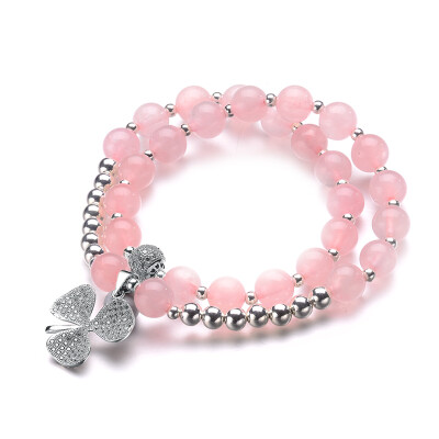 

Shijiao jewelry crystal bracelet female powder crystal bracelet hand string female S925 silver clover powder crystal bracelet to send his girlfriend