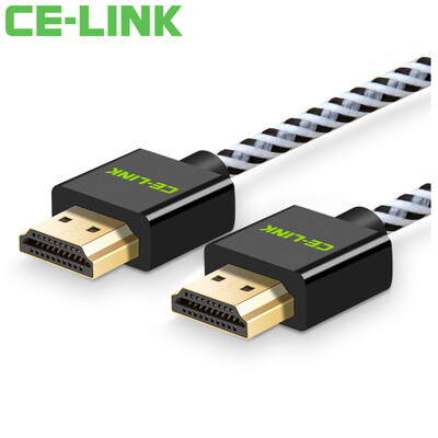 

CE-LINK Кабель HDMI 0.5 м цифровая версия с высокой разрешающей способностью 2.0 Кабель HDMI 4K * 2K компьютер Проектор для телевизора 24K позолоченный нейлоновый сетчатый сплав черный A2526