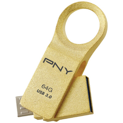 

двойной диск для хранения мобильного компьютера PNY (PNY) OU6 64G USB3.0 моды золотого кольца