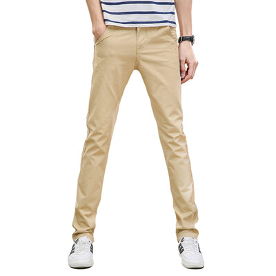 

GEEDO casual pants men straight solid color Slim casual pants 919 sky blue 36