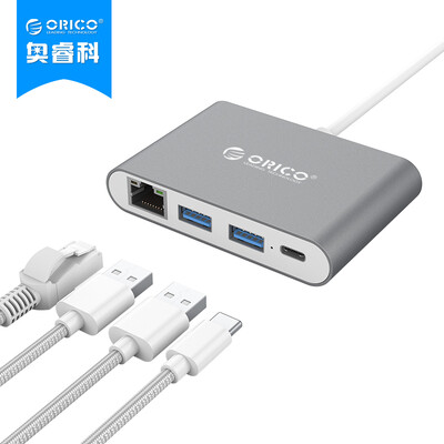 

ORICO (ORICO) RCR2A USB3.0 разветвитель типа с трансфицировало RJ45 Ethernet концентратор HUB гигабитной MACBOOK алюминий глубокого космос расширение преобразования фитинг серого
