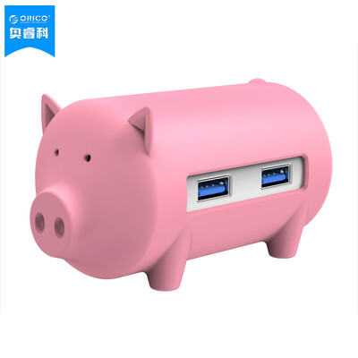 

ORICO H4018-U3 Creative Pig 3 USB3.0 Разделитель Ноутбук HUB Настольный концентратор SD / TF Card Reader Розовый